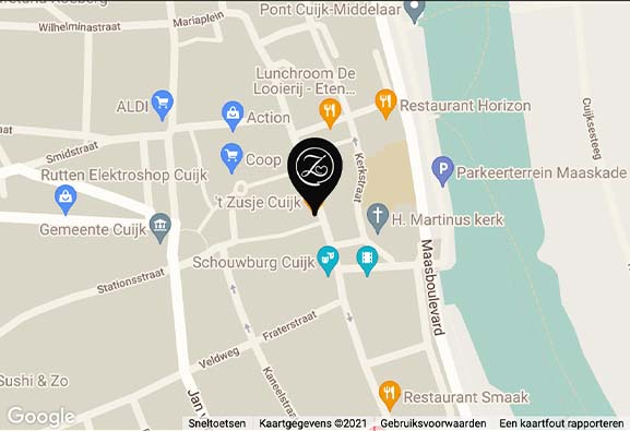 Je vindt 't Zusje Cuijk in het centrum van Cuijk.